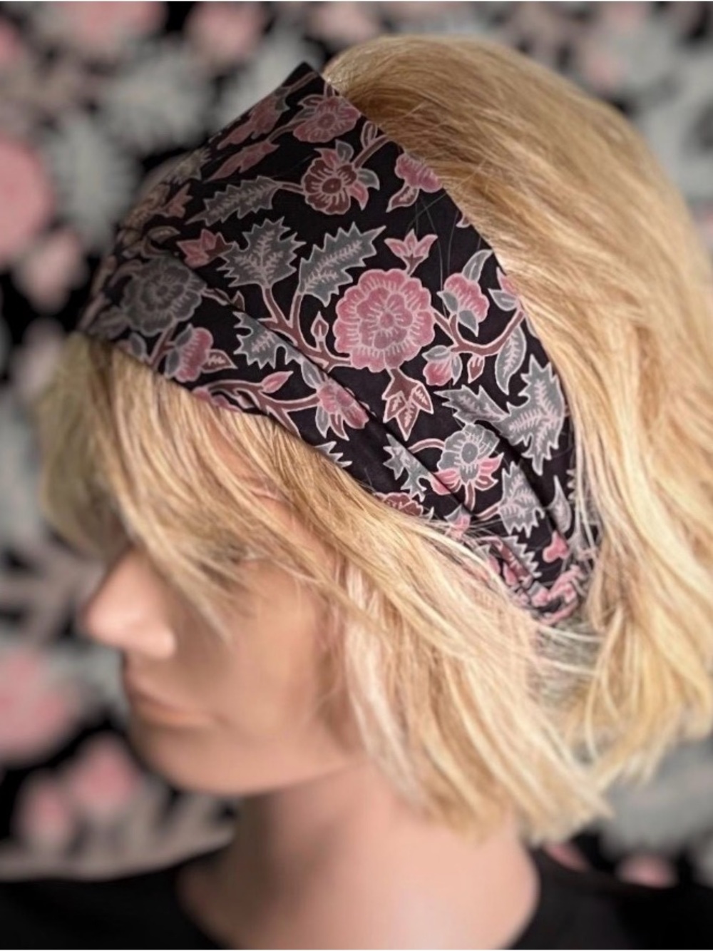 Handmade in France — Indian Printed Cotton Floral Wide Headband - Like New